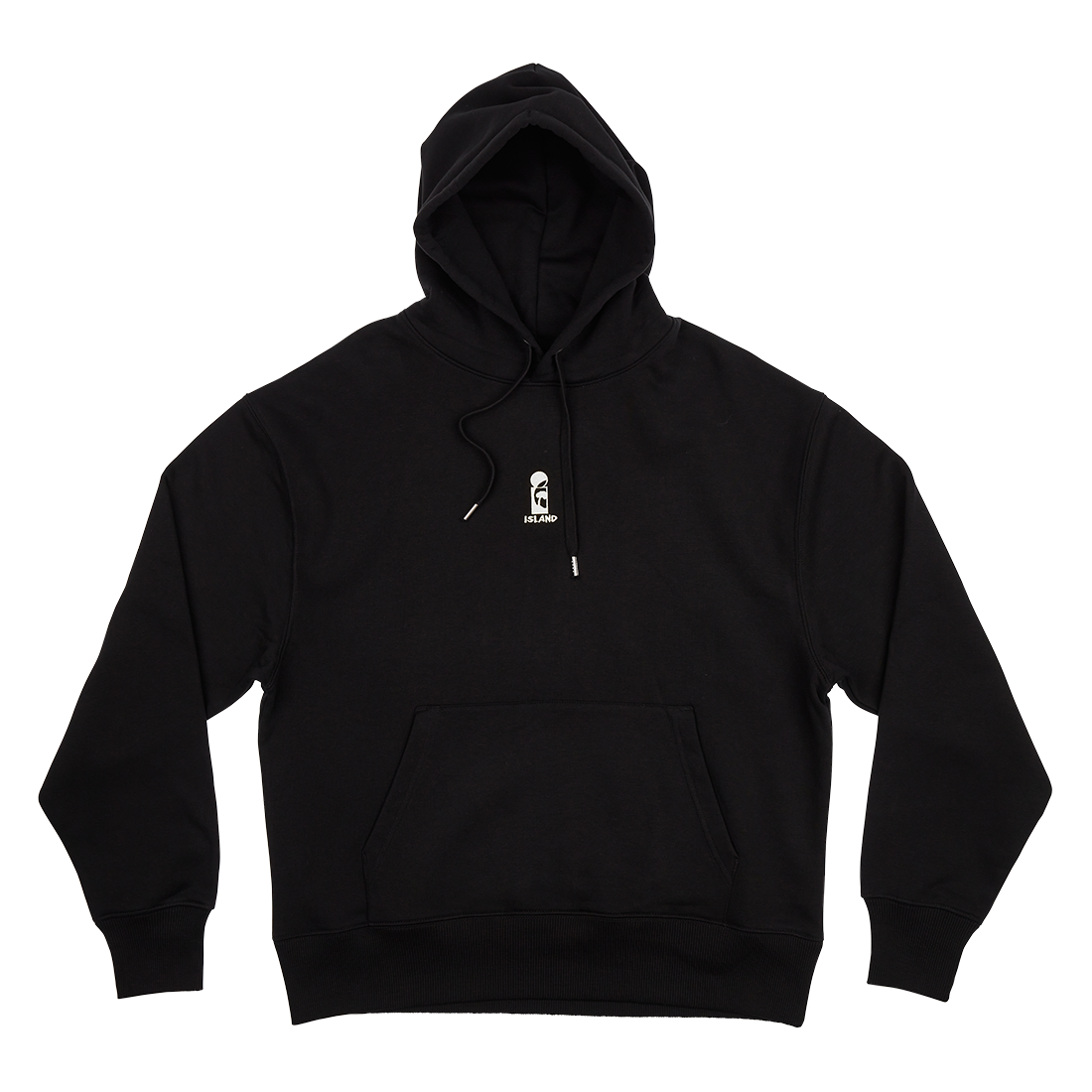 Island Records Embroidered Logo Black Hoodie Island Records