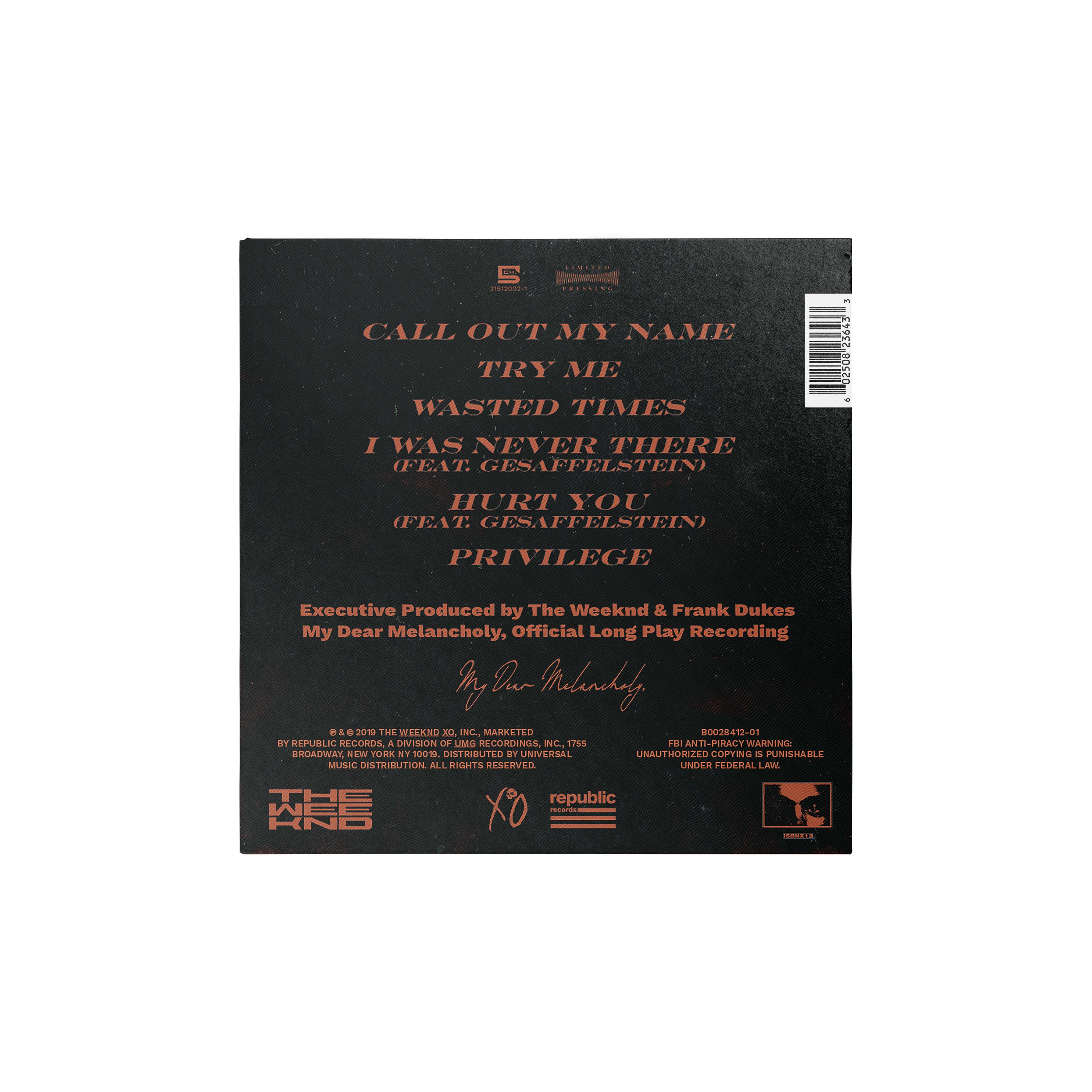 The Weeknd - My Dear Melancholy, 1LP