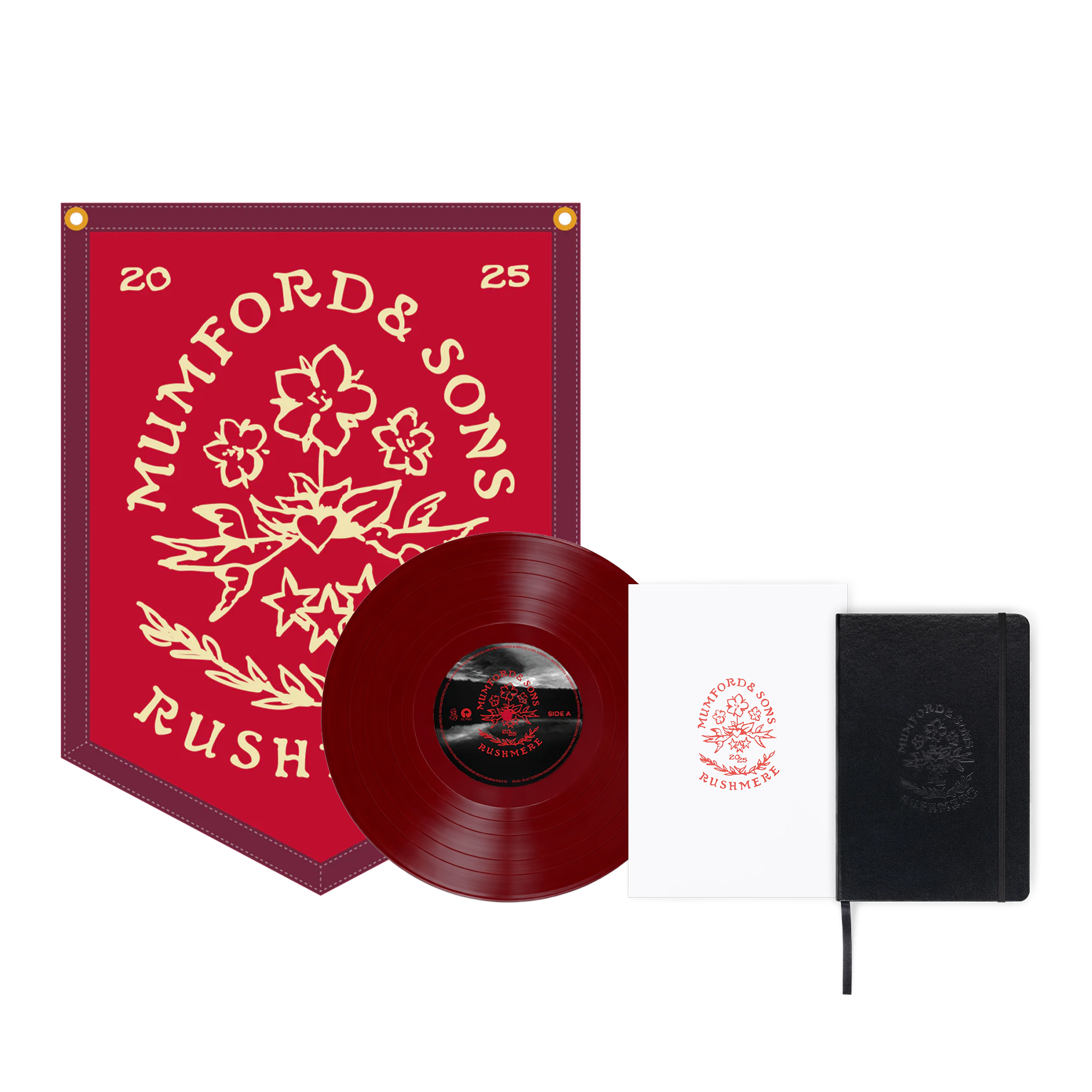 Limited Bloodshot Red LP, CD Zine, Red Rushmere Pennant & Stamp Notebook