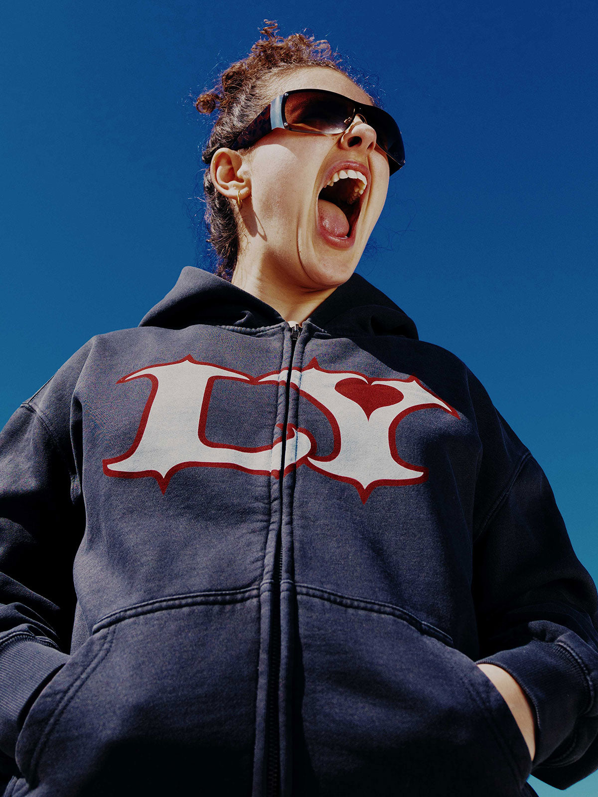 Lola Young - LY black zip-up hoodie - Island Records