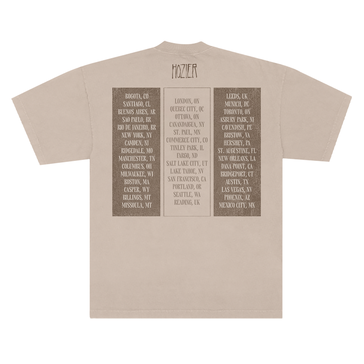 Hozier - Unreal Unearth Tour 2025 Sand T-Shirt